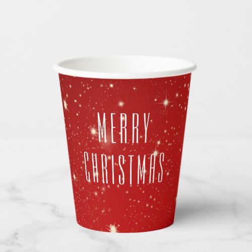 Simple Modern MERRY CHRISTMAS Red White Paper Cups