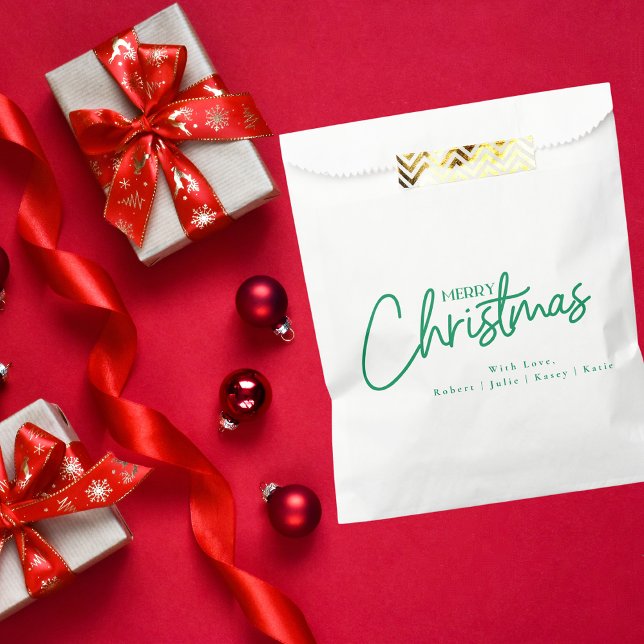 Simple Modern Merry Christmas Script Holiday Favor Bag (Creator Uploaded)