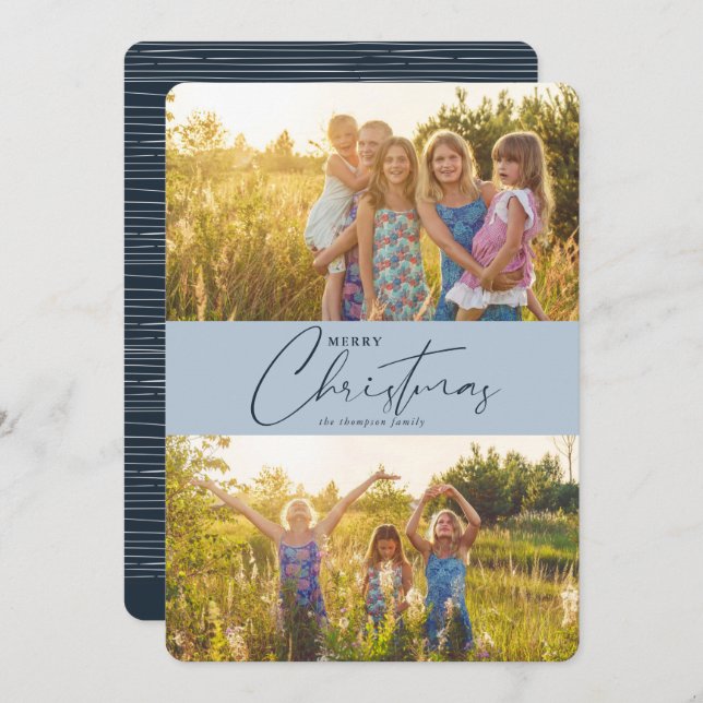 Simple Modern Merry Christmas Script Photo Holiday (Front/Back)