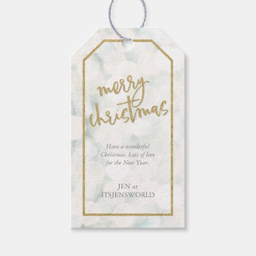 Simple Modern Merry Christmas White and Gold Gift Tags