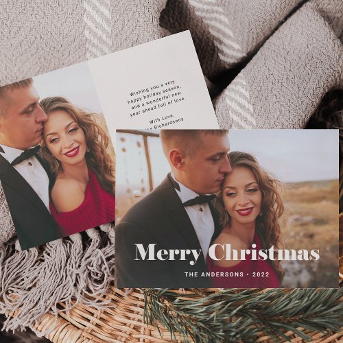 Simple Modern Merry Christmas with Photo Holiday Card