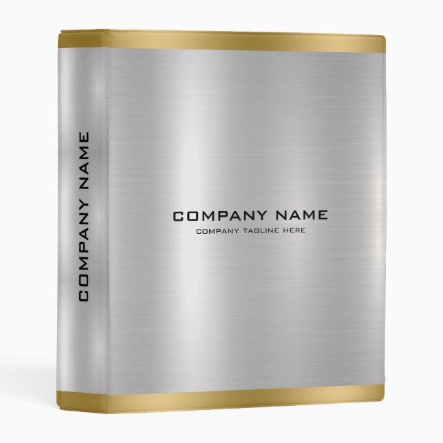 Simple modern metallic silver texture gold accent mini binder (Front/Spine)