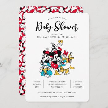 Simple Modern Mickey And Friends Baby Shower Invitation by MickeyAndFriends at Zazzle