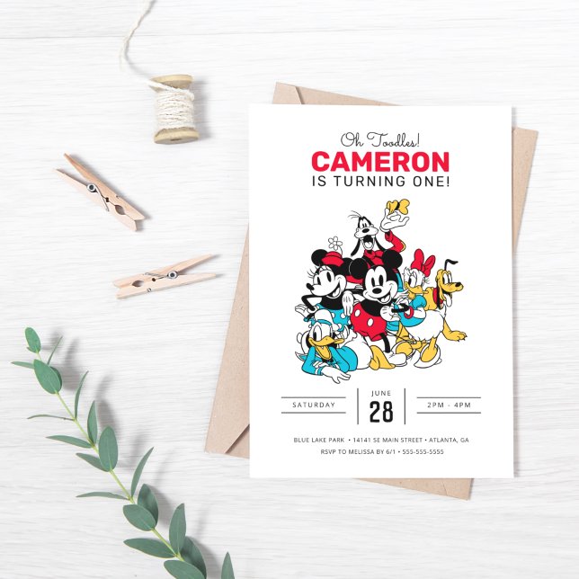 Simple Modern Mickey & Friends Birthday Invitation (Creator Uploaded)