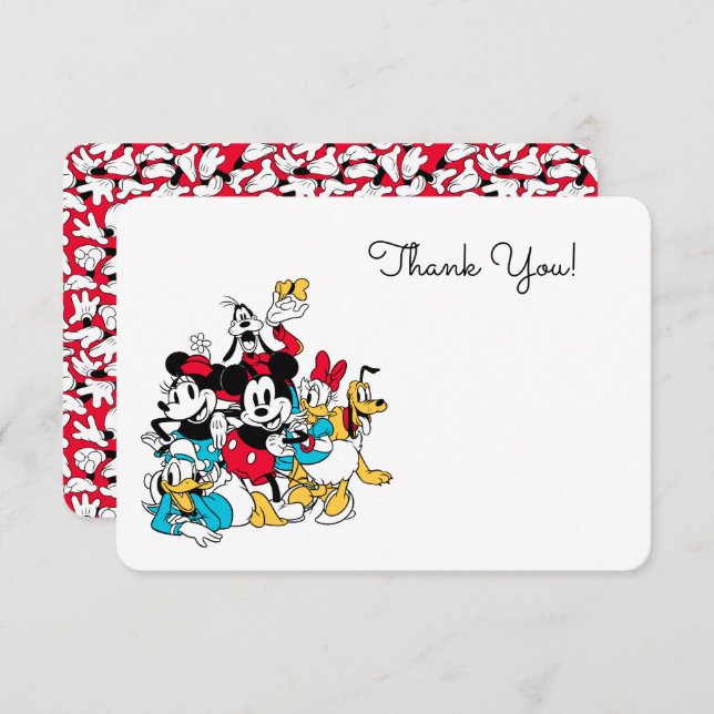Simple Modern Mickey & Friends Birthday Thank You Invitation (Front/Back)