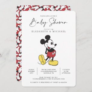 Simple Modern Mickey Mouse Baby Shower Invitation