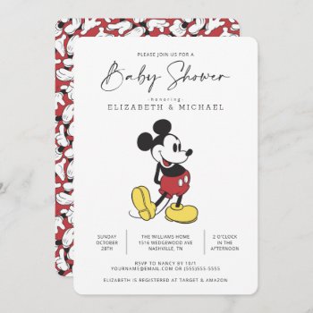 Simple Modern Mickey Mouse Baby Shower Invitation by MickeyAndFriends at Zazzle
