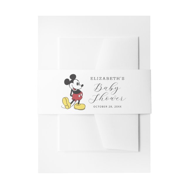 Simple Modern Mickey Mouse Baby Shower Invitation Belly Band (Front Example)