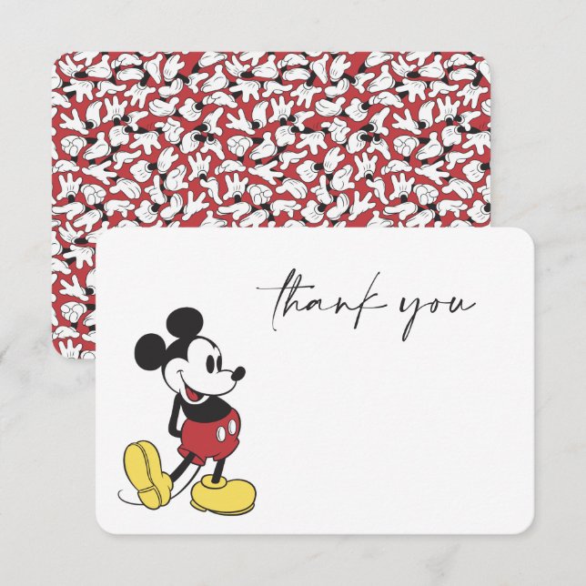Simple Modern Mickey Mouse Baby Shower Thank You Invitation (Front/Back)