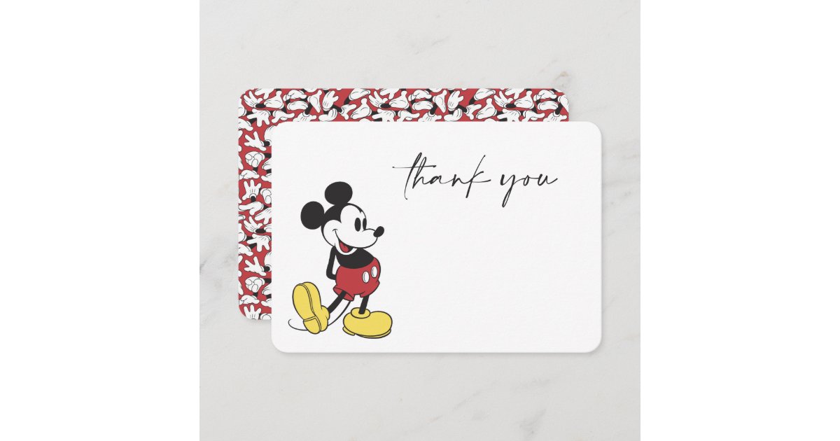 Simple Modern Mickey Mouse Baby Shower Thank You Invitation