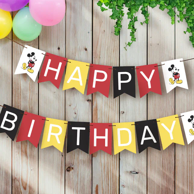 Simple Modern Mickey Mouse Birthday Bunting Flags