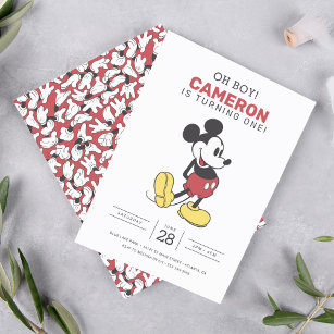 Simple Modern Mickey Mouse Birthday Invitation
