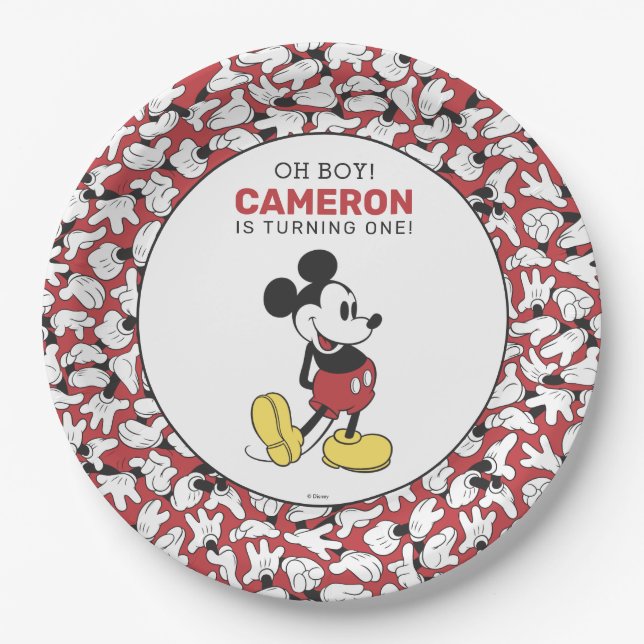 Simple Modern Mickey Mouse Birthday Paper Plates (Front)