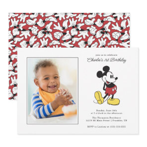 Simple Modern Mickey Mouse Birthday - Photo Invitation