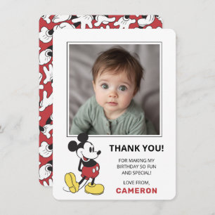 Simple Modern Mickey Mouse Birthday Thank You Card