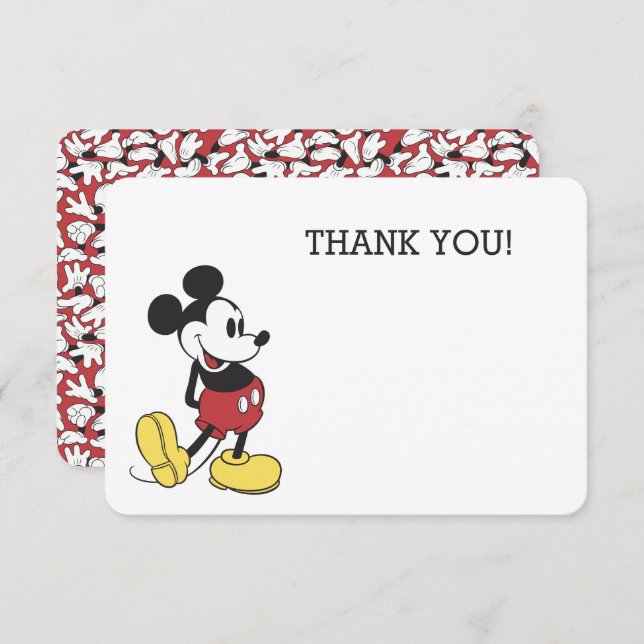 Simple Modern Mickey Mouse Birthday Thank You Invitation (Front/Back)