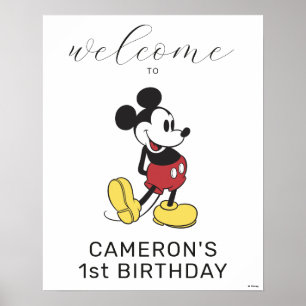 Simple Modern Mickey Mouse Birthday Welcome Poster