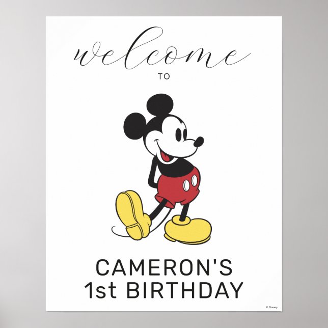 Simple Modern Mickey Mouse Birthday Welcome Poster (Front)