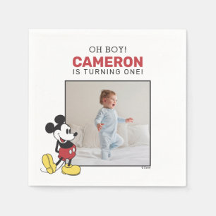 Simple Modern Mickey Mouse Photo Birthday Napkins