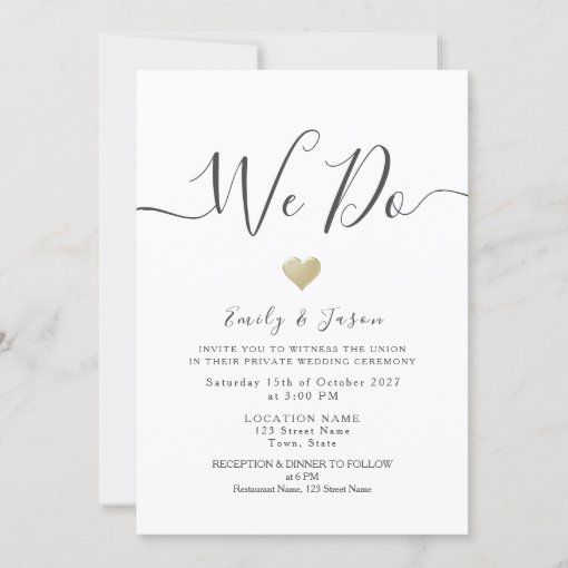 Simple Modern Micro Wedding Invitation | Zazzle