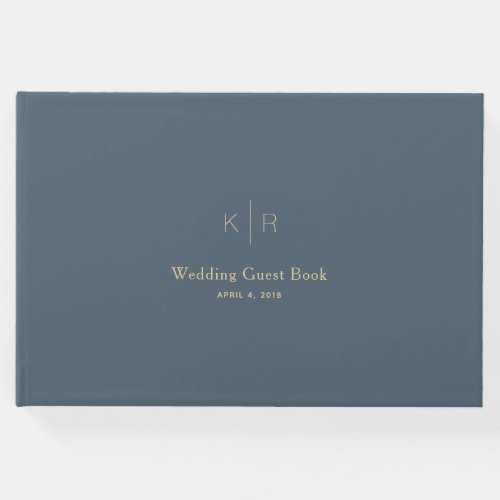Simple Modern Midnight Blue Wedding Guest Book