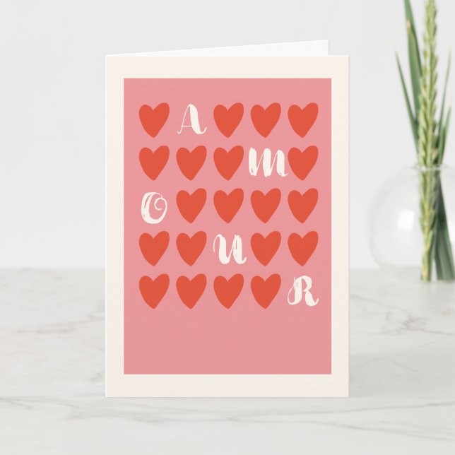 Simple Modern Minimal Amour Valentine's day Card (Front)