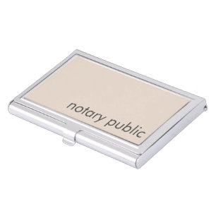 Simple Modern & Minimal Beige Gray Notary Public  Business Card Case