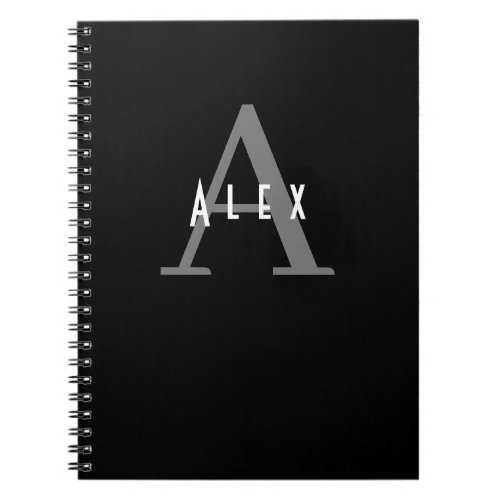 Simple Modern Minimal Black and White Monogram Notebook