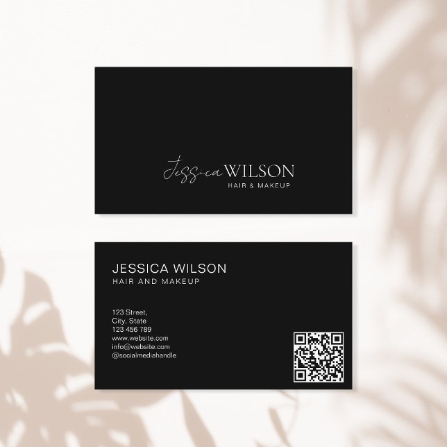 Simple Modern Minimal Black Professional QR Code Business Card (Creator Uploaded)