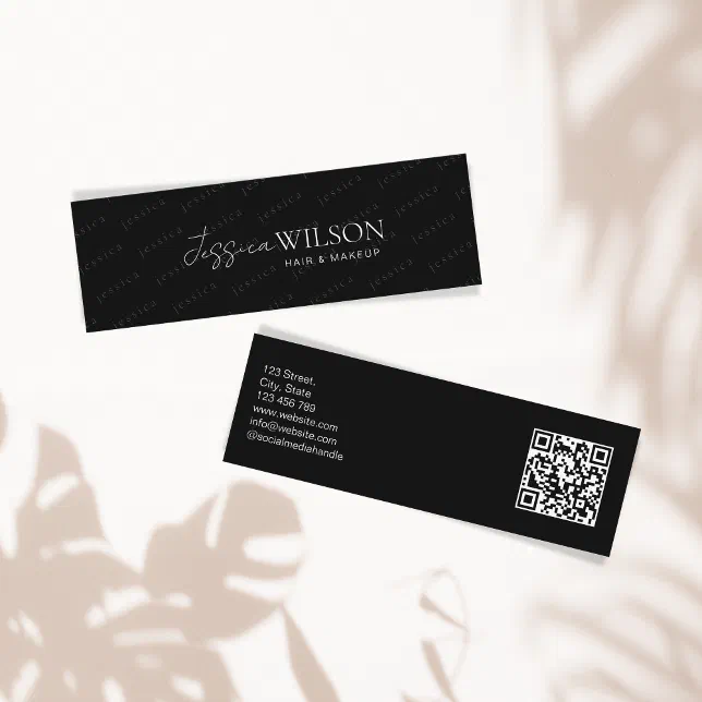 Simple Modern Minimal Black Professional QR Code Mini Business Card ...