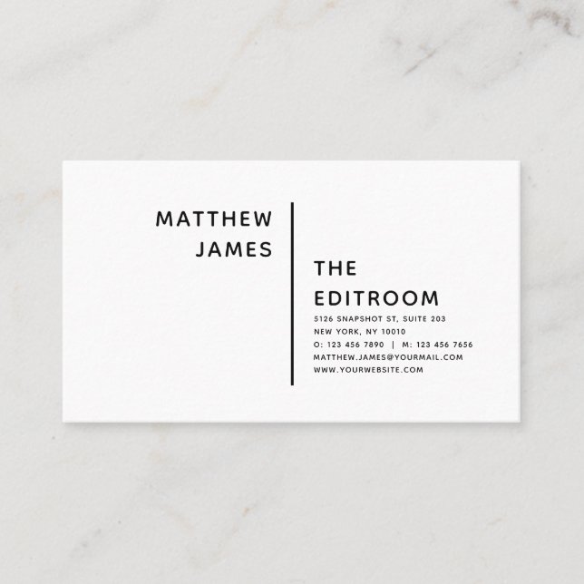 Simple Modern Minimal Black White Business Card (Front)