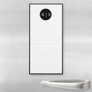 Simple Modern Minimal Black White Circle Monogram Magnetic Notepad