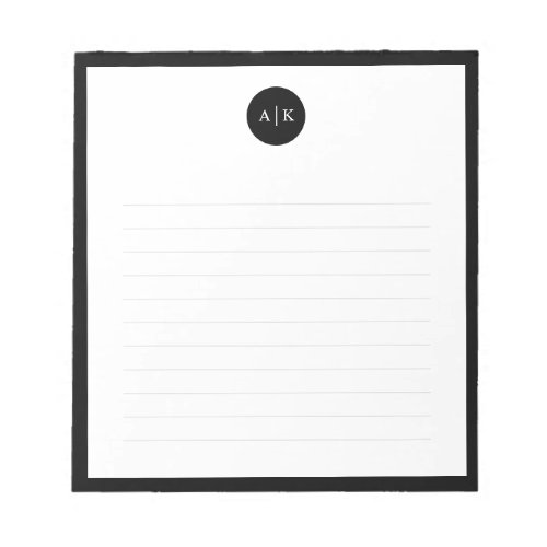 Simple Modern Minimal Black White Circle Monogram  Notepad