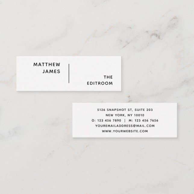 Simple Modern Minimal Black White Mini Business Card (Front/Back)