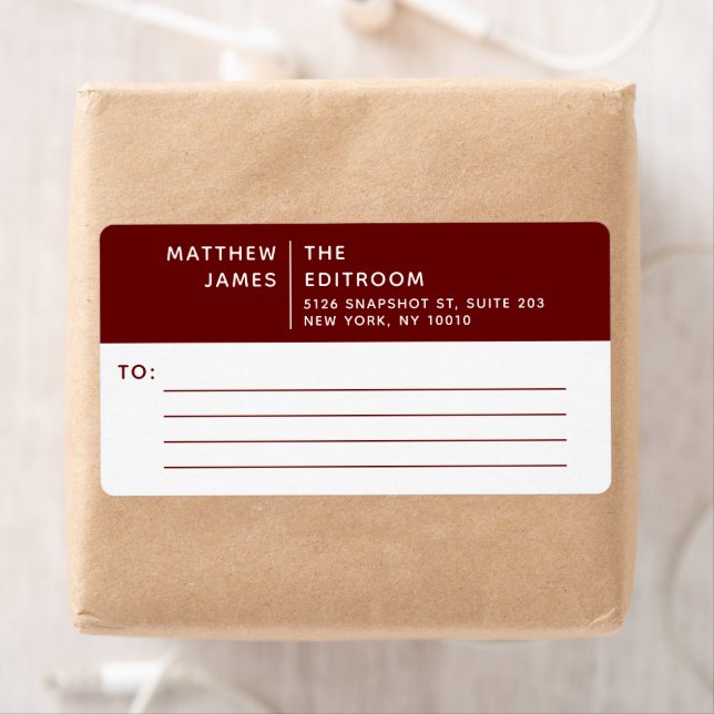 Simple Modern Minimal Burgundy White Business Label (Insitu)