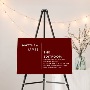 Simple Modern Minimal Burgundy White Foam Board