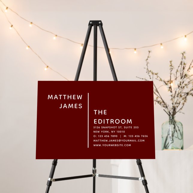 Simple Modern Minimal Burgundy White Foam Board (In Situ (Stand))