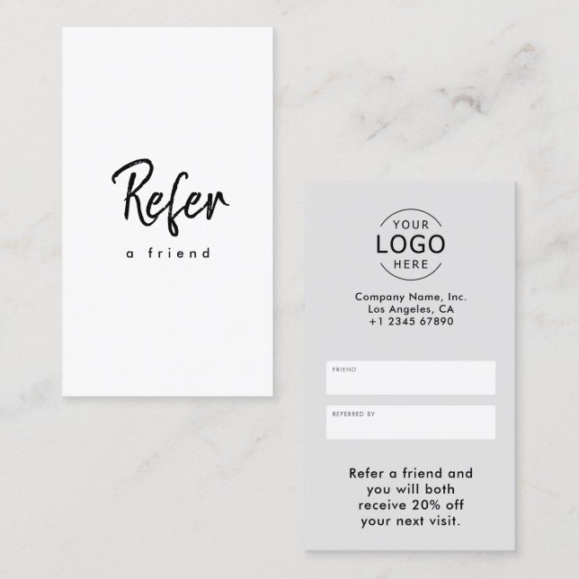 Simple Modern Minimal Business Logo Referral Card (Front/Back)