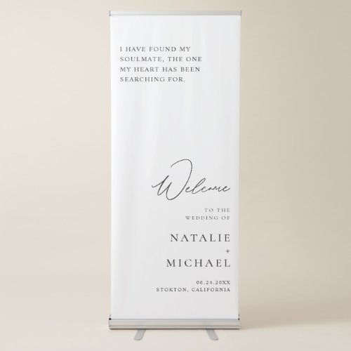 Simple Modern Minimal Calligraphy Wedding Welcome Retractable Banner