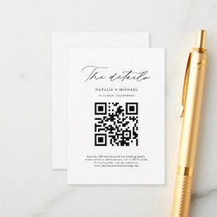 Simple Modern Minimal Chic QR Code Wedding Details Enclosure Card