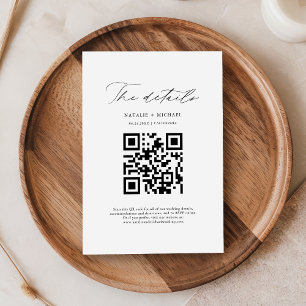 Simple Modern Minimal Chic QR Code Wedding Details Enclosure Card
