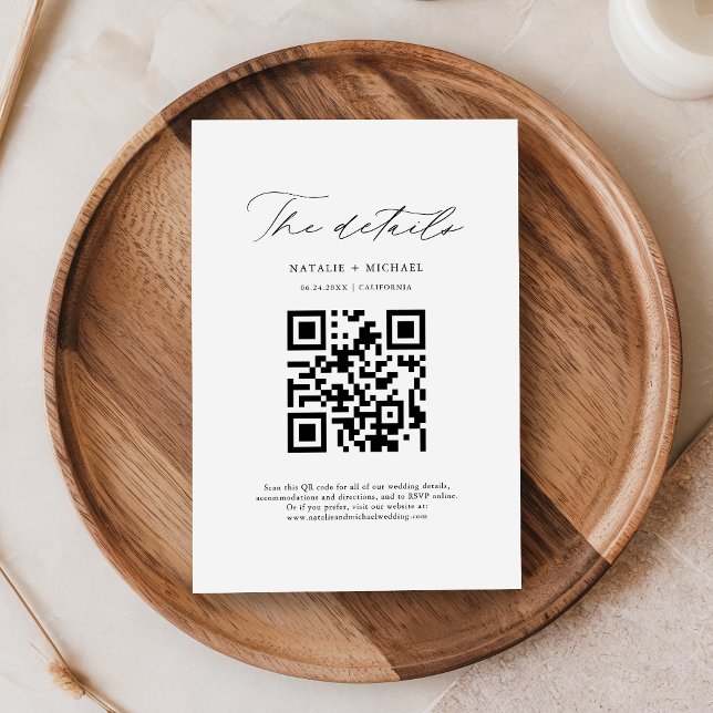 Simple Modern Minimal Chic QR Code Wedding Details Enclosure Card (Creator Uploaded)