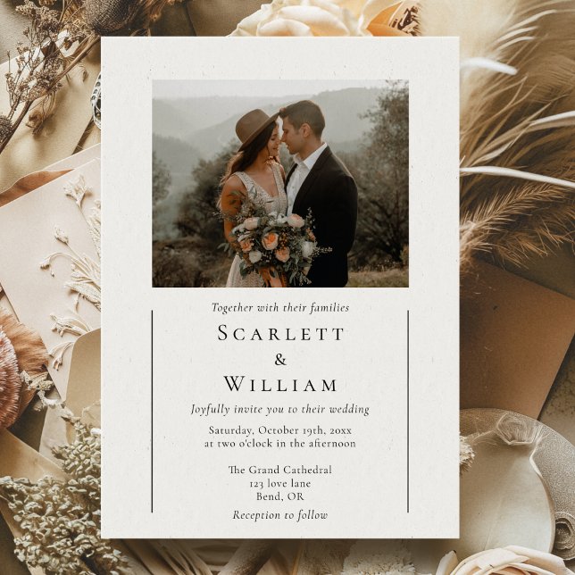 Simple Modern Minimal Classic Photo Wedding Invitation (Creator Uploaded)