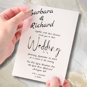 Simple Modern Minimal Cover Wedding Vellum Invitations