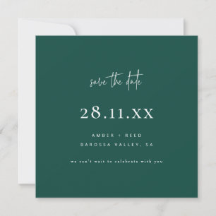Simple Modern Minimal Emerald Green Save The Date