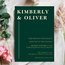 Simple Modern Minimal Emerald Wedding Foil Invitation