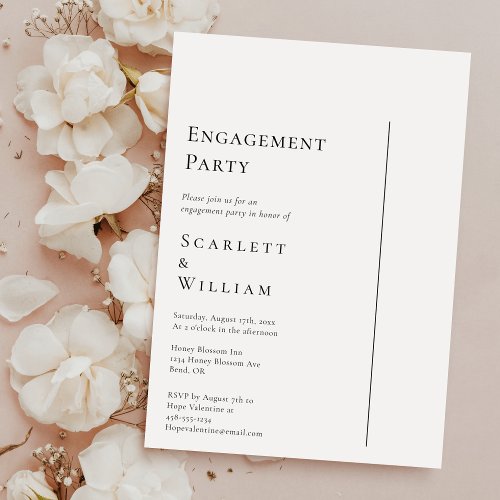 Simple Modern Minimal Engagement Party Invitation