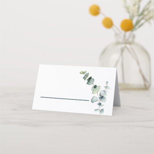 Simple Modern Minimal Eucalyptus Branch Place Card