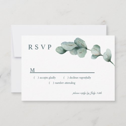 Simple Modern Minimal Eucalyptus Branch RSVP Card