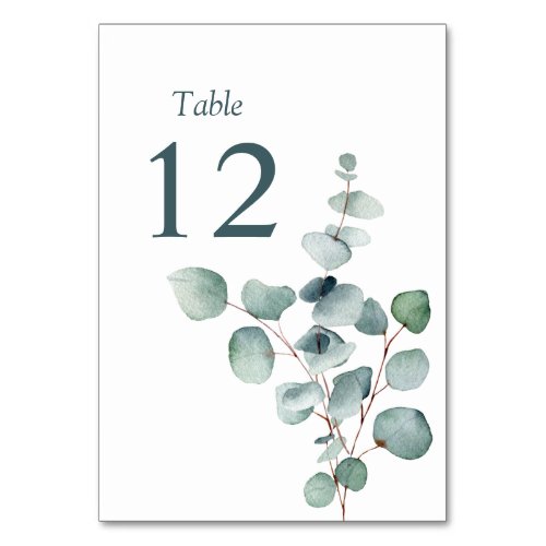 Simple Modern Minimal Eucalyptus Branch Table Number